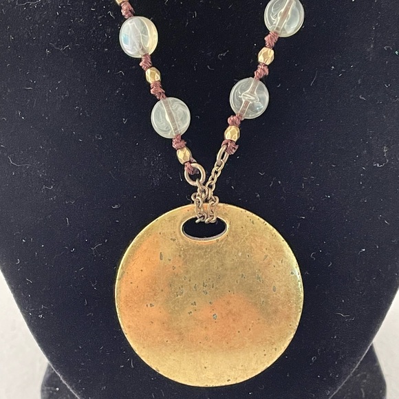 Gold Disc & Beaded Necklace - Picture 2 of 6